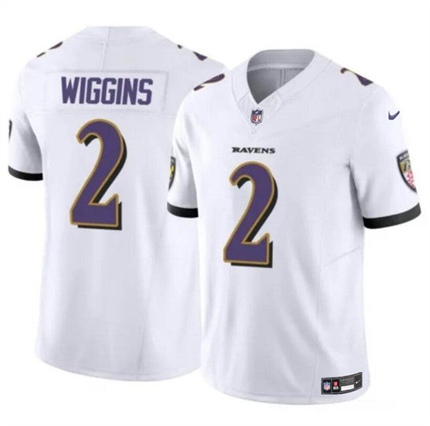 Nate Wiggins Baltimore Ravens white Vapor jersey
