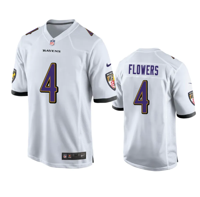 Zay Flowers Baltimore Ravens white Game jersey