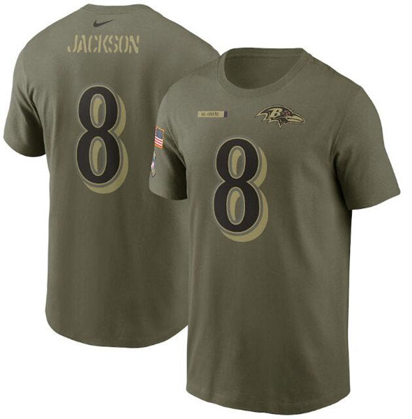 Lamar Jackson Baltimore Ravens olive Salute To Service jersey