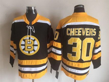 Gerry Cheevers Boston Bruins black Throwback jersey