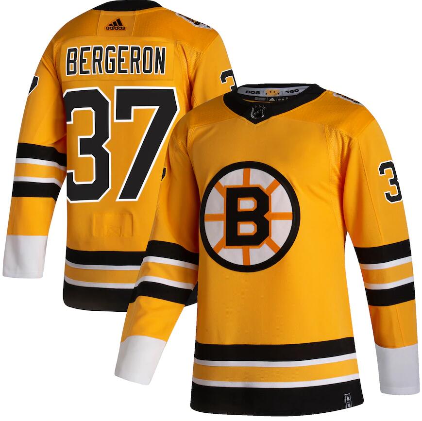 Patrice Bergeron Boston Bruins yellow Reverse Retro jersey