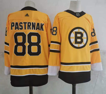 David Pastrnak Boston Bruins yellow jersey