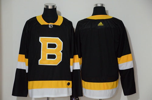 Custom Boston Bruins black Throwback jersey