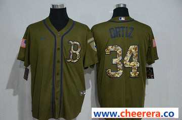 David Ortiz Boston Red Sox olive jersey