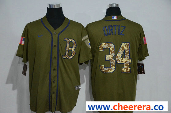 David Ortiz Boston Red Sox olive jersey