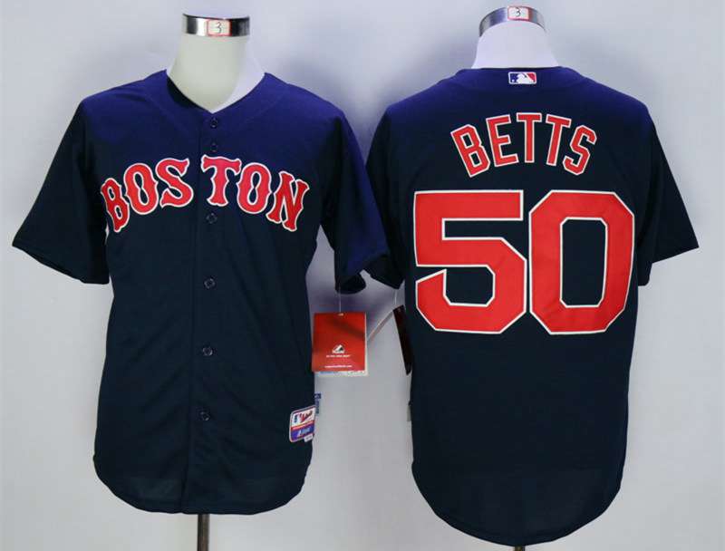 Mookie Bettis Boston Red Sox blue jersey