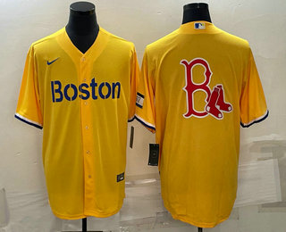 Logo Boston Red Sox gold City Connect jersey