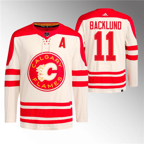 Mikael Backlund Calgary Flames cream Classic jersey