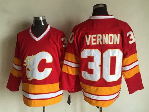 Mike Vernon Calgary Flames red Throwback jersey