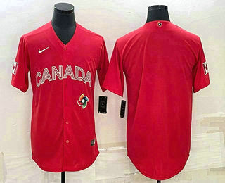 Custom Canada Baseball red Classic jersey