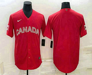 Custom Canada Baseball red Classic jersey