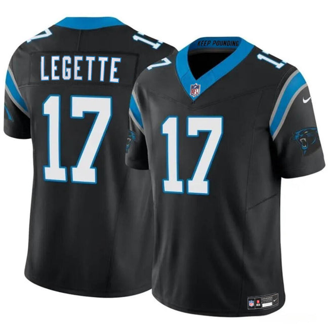 Xavier Legette Carolina Panthers black Vapor jersey