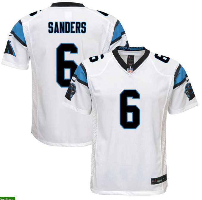 Miles Sanders Carolina Panthers white Game jersey