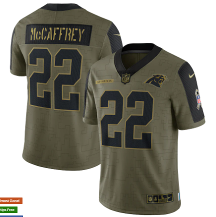Christian McCaffrey Nike Carolina Panthers olive Salute To Service jersey