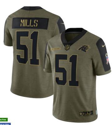 Sam Mills Nike Carolina Panthers olive Salute To Service jersey