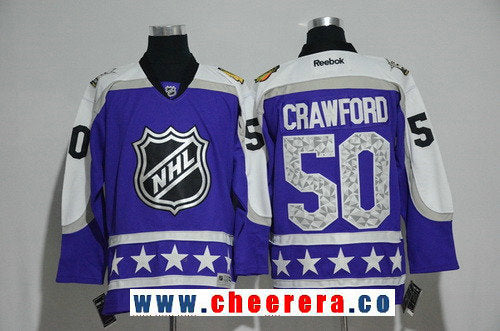 Central Division Corey Crawford Reebok Chicago Blackhawks purple All-Star jersey