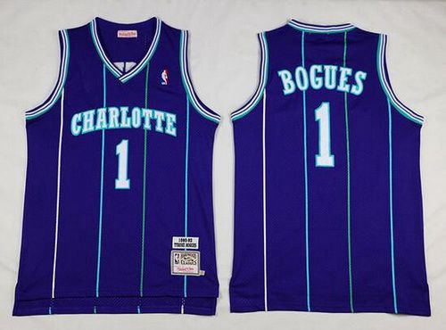 Muggsy Bogues Charlotte Hornets purple Throwback jersey