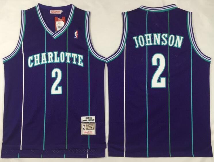 Larry Johnson Charlotte Hornets purple Throwback jersey