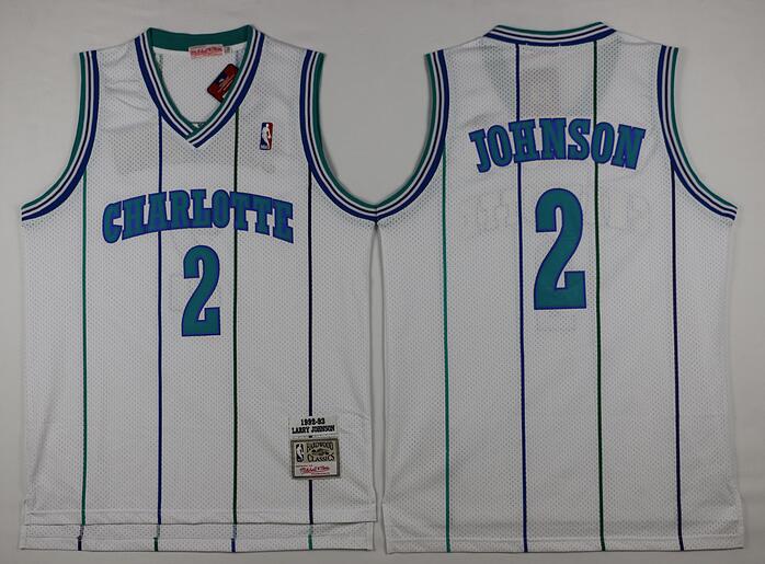 Larry Johnson Charlotte Hornets white Throwback jersey