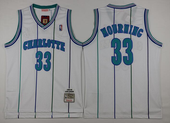 Alonzo Mourning Charlotte Hornets white Throwback jersey
