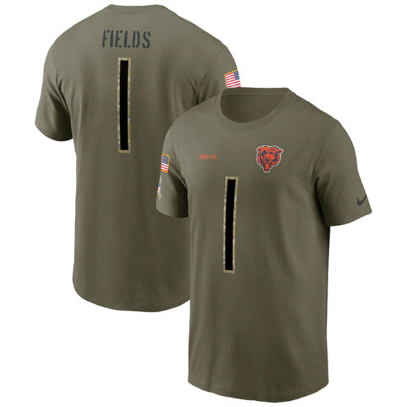 Justin Fields Chicago Bears olive Salute To Service jersey