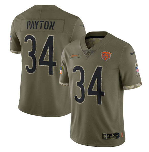 Walter Payton Chicago Bears olive Salute To Service jersey