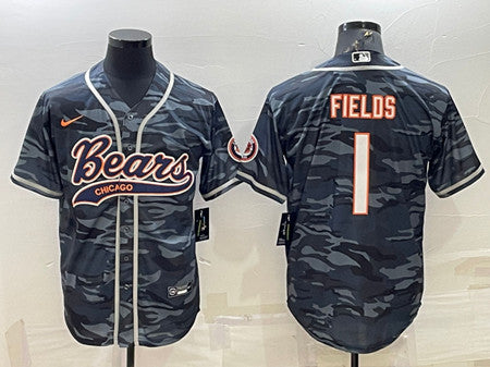 Blank Justin Fields Chicago Bears gray Camo jersey