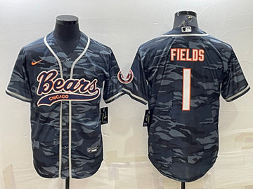 Blank Justin Fields Chicago Bears gray Camo jersey