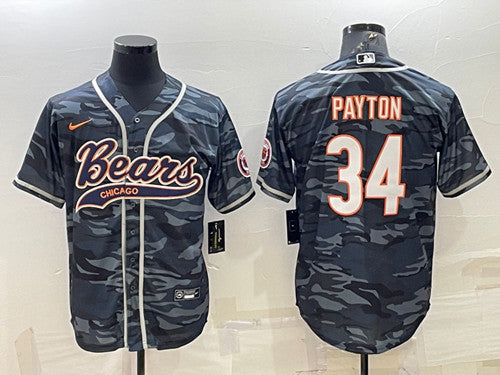 Blank Walter Payton Chicago Bears gray Camo jersey