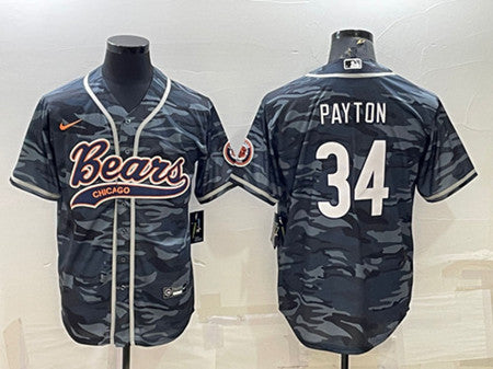 Blank Walter Payton Chicago Bears gray Camo jersey