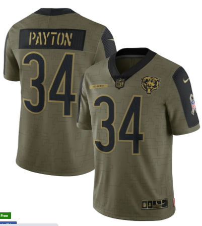 Walter Payton Nike Chicago Bears olive Salute To Service jersey