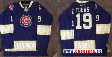 Jonathan Toews Cubs Logo Chicago Blackhawks royal jersey