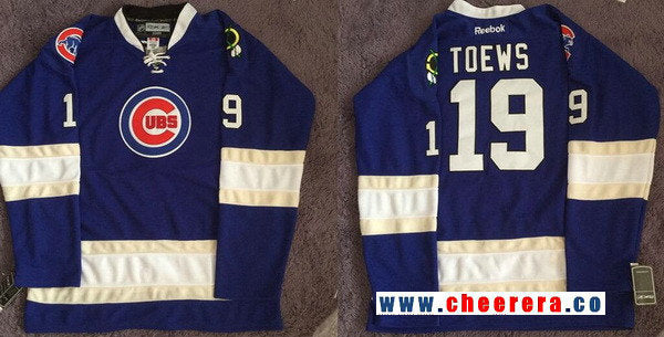 Jonathan Toews Cubs Logo Chicago Blackhawks royal jersey