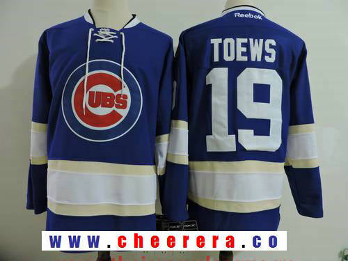 Jonathan Toews Cubs Logo Chicago Blackhawks royal jersey
