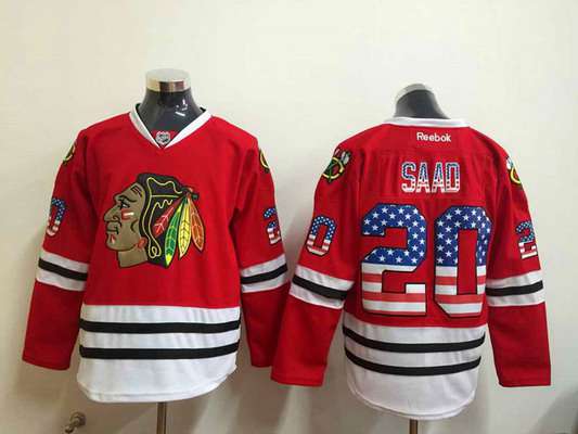 Brandon Saad USA Flag Chicago Blackhawks red Fashion jersey