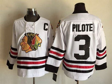 Pierre Pilote Chicago Blackhawks white Throwback jersey