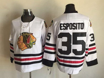 Tony Esposito Chicago Blackhawks white Throwback jersey