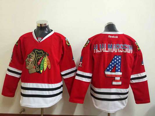 Niklas Hjalmarsson USA Flag Chicago Blackhawks red Fashion jersey