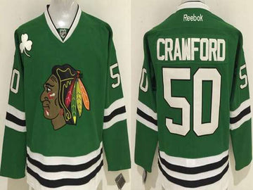 Corey Crawford Chicago Blackhawks green jersey