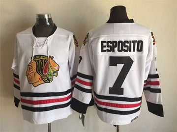 Tony Esposito Chicago Blackhawks white Throwback jersey