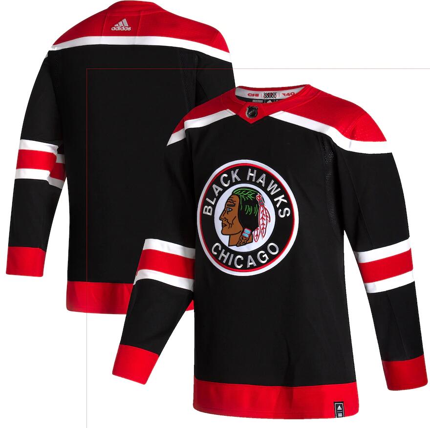Custom Chicago Blackhawks black Reverse Retro jersey