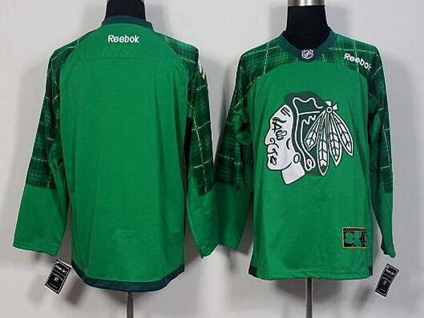 Custom Chicago Blackhawks green jersey