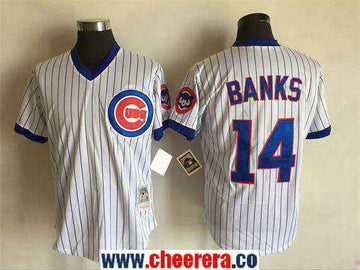 Ernie Banks Chicago Cubs white Throwback jersey