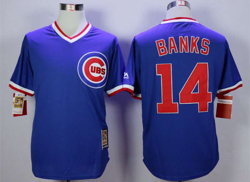 Ernie Banks Chicago Cubs blue Throwback jersey