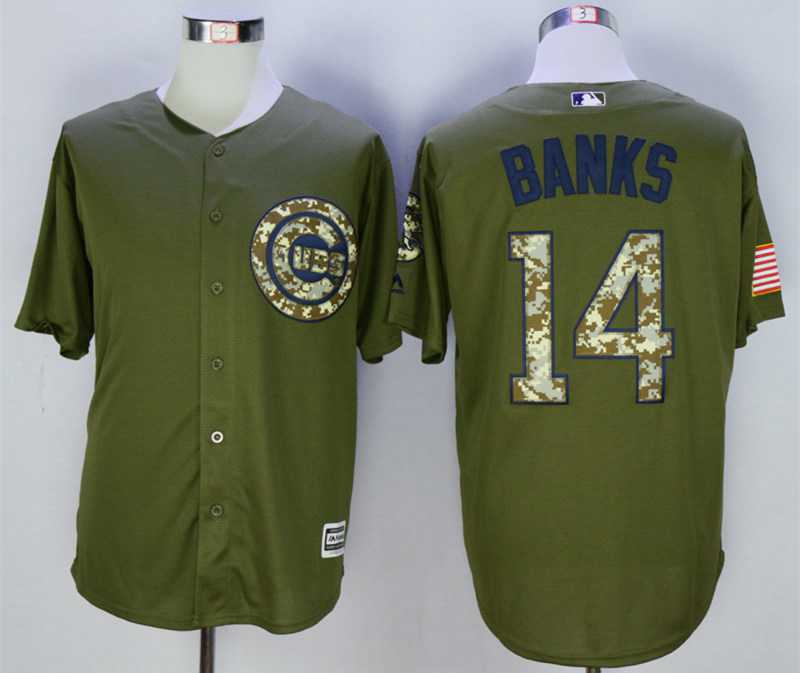 Ernie Banks Chicago Cubs olive jersey
