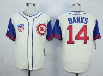 Ernie Banks Chicago Cubs cream Throwback jersey