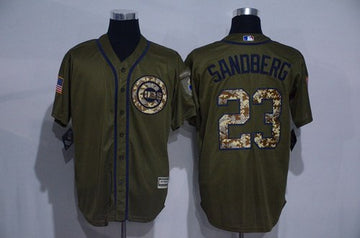 Ryne Sandberg Chicago Cubs green Salute To Service jersey