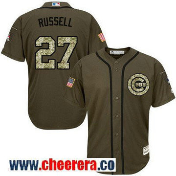 Addison Russell Chicago Cubs green Salute To Service jersey