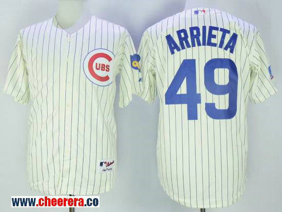 Jake Arrieta Chicago Cubs cream Throwback jersey
