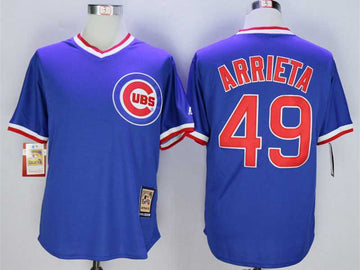 Jake Arrieta Chicago Cubs blue Throwback jersey